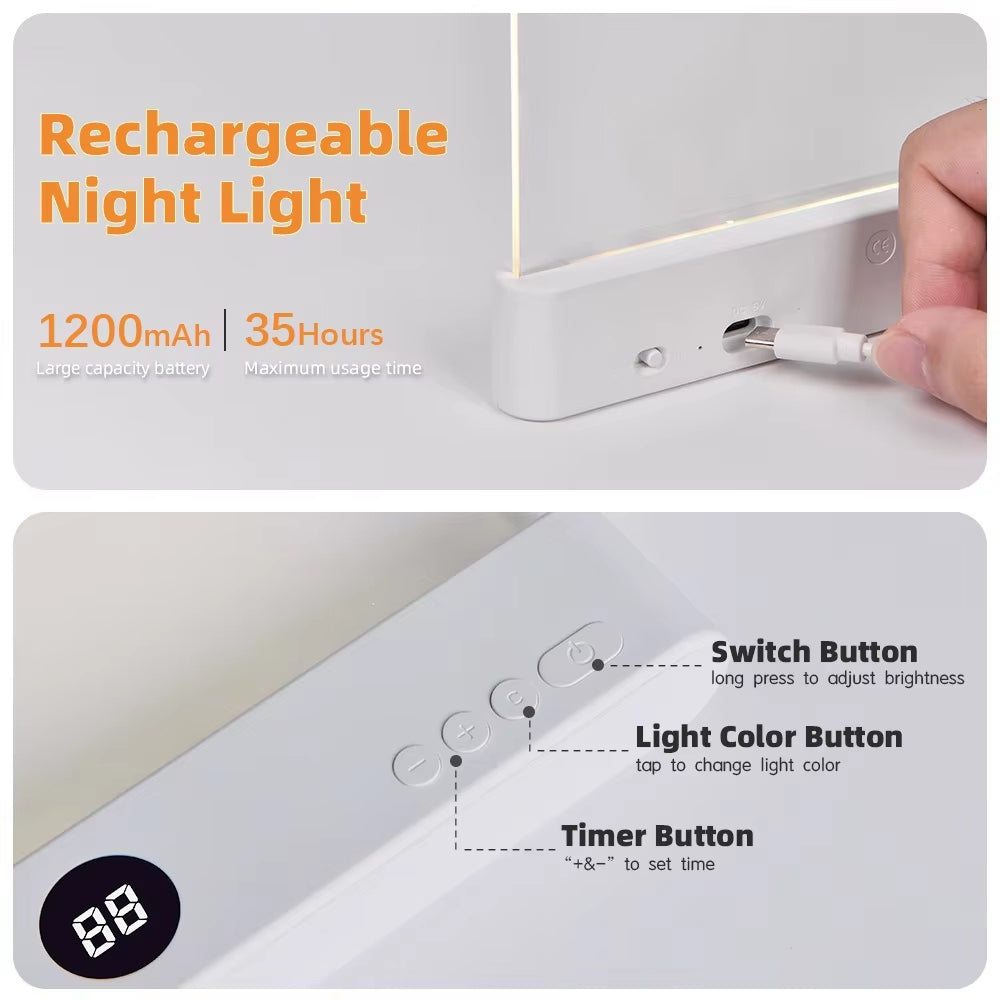 Rechargeable LED panel reading light